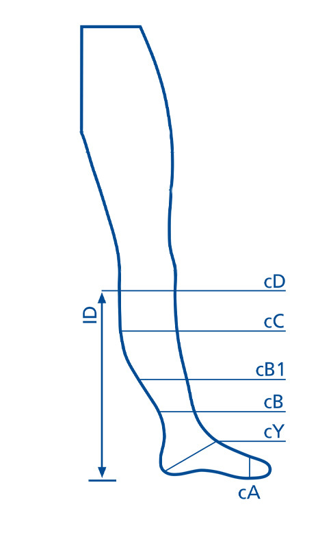 Measure the circumference of your leg at the marked points Measure Your Leg As Shown In the Diagram